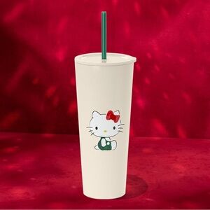 Starbucks White Tumbler with Hello Kitty Design